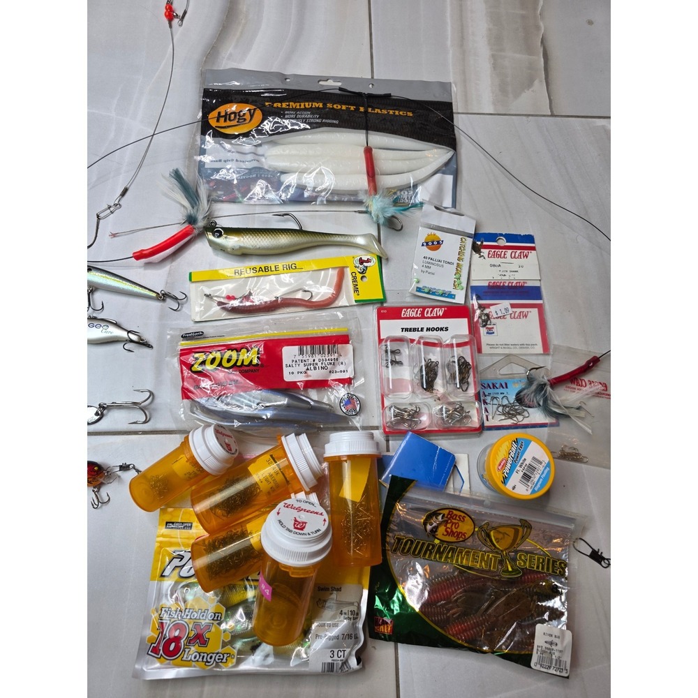 Fishing Tackle Lot Hogy Zoom Bass Pro Shops Eagle Claw Lures Hooks Soft A5